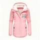 Women's Pink Cat Embroidery Fleece-Lined Hooded Jacket