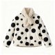 Women's Black & White Polka Dot Quilted Jacket with Faux Fur Collar