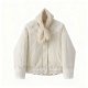 Women's Elegant Lace Trim Cream Quilted Jacket with Faux Fur Collar