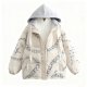 Women's Edgy Chain & Spike Print Contrast Hood Puffer Jacket